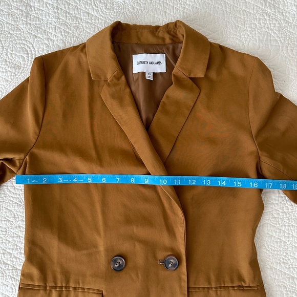 Elizabeth & James Dark Gold Mustard Oversized Double Breasted Blazer XS - Picture 5 of 10